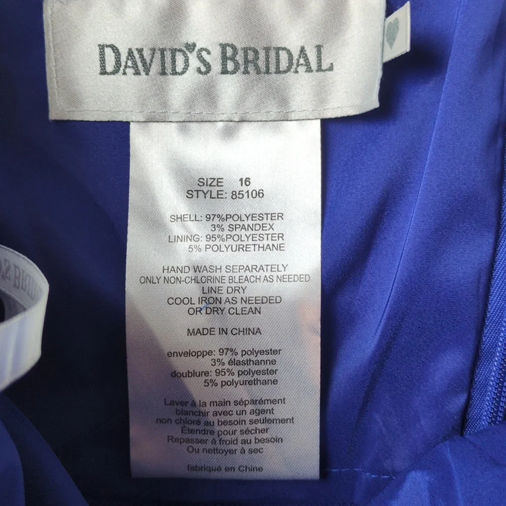 David's Bridal One Shoulder Asymmetrical Ruched Horizon Blue Cocktail Dress 16